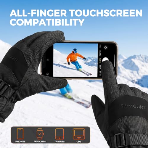 Image of rivmount Winter Waterproof Ski Snow Warm Gloves for Women Men, Windproof Cold Weather Thermal with Touchscreen Fingers, for Running Driving Cycling Hiking Biking Outdoor Sports Daily Work