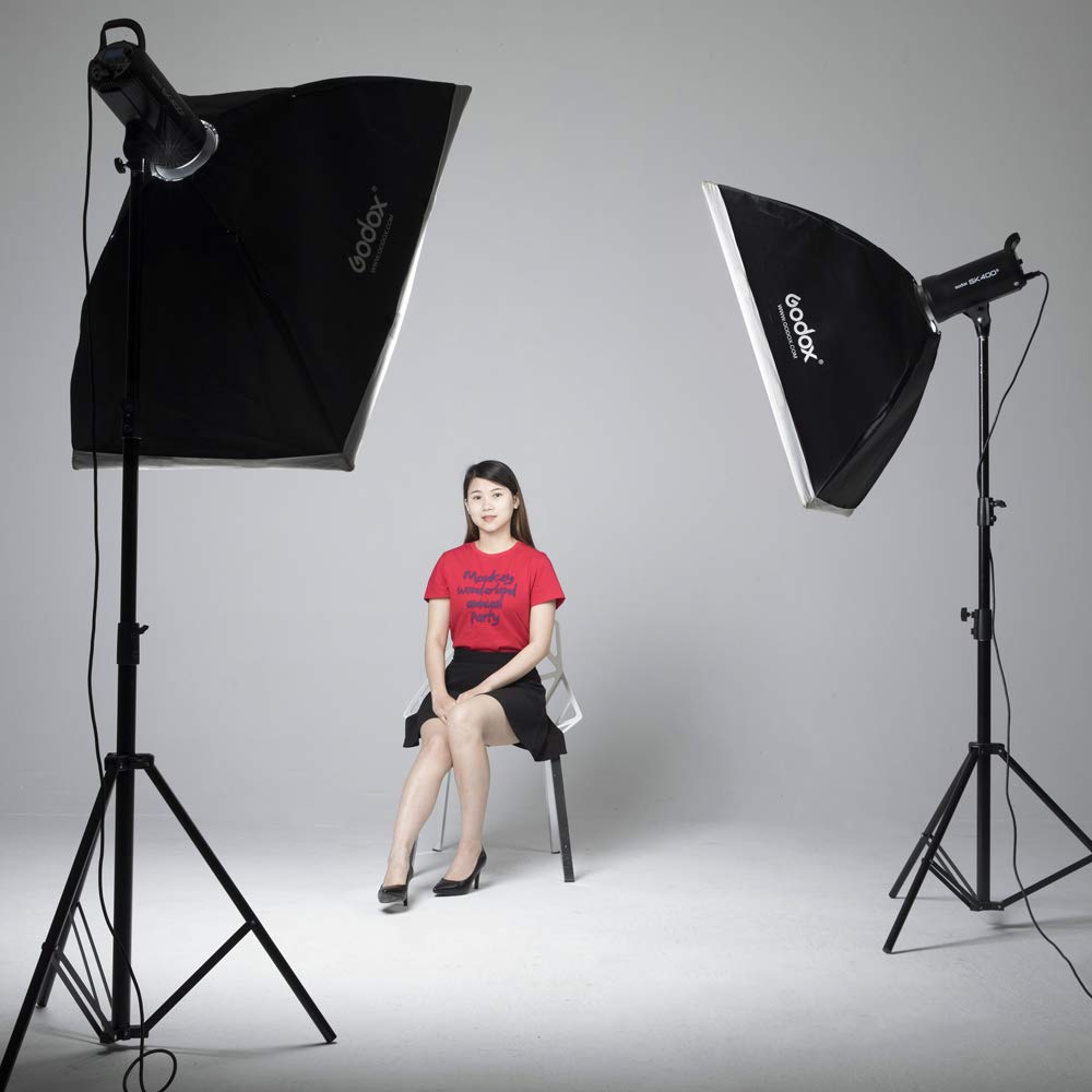 Godox SK400II Kit Stroboscopes de Studio avec Support de lumière softbox réflecteur de Porte de Grange pour Les enregistrements en Studio, l'emplacement vidéo et la Photographie de Portrait