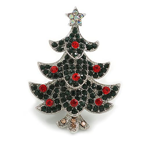 Broche sapin de Noël en cristal pour illuminer vos tenues