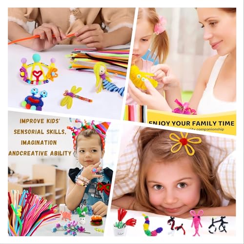 Midslinee 200 Stück 8mm Pfeifenreiniger Weiß, Lang 30 cm X 8mm Pipe Cleaner Basteln für DIY Handwerksprojekte, Mit Beweglichen Augenaufklebern und Fellkugel (Brown)