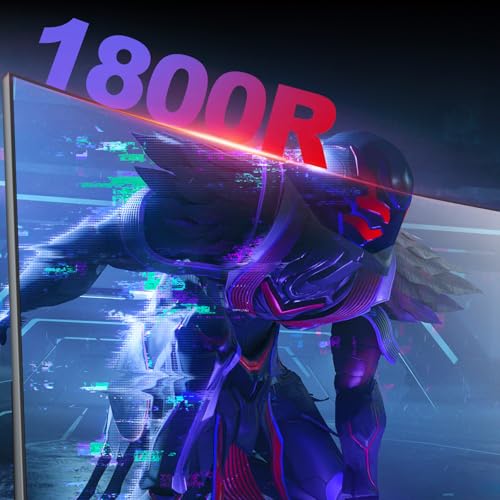 27 Pollici 100Hz Curvo Gaming Monitor, Full HD 1080P da PC Schermo,Speaker Integrati Monitor 1800R Senza Cornice per Computer con FreeSync e Tecnologia Eye Care, Supporta VESA, HDMI, VGA - Monitor - Immagine 4