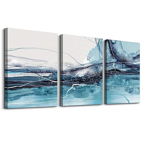 DZRWUBHS Canvas Wall Art For Living Room Modern Wall Decor For Bedroom Office Wall Decorations Painting 3 Piece Framed Canvas Art Prints Ready to Hang Inspirational Abstract Ink Pictures Home Decor