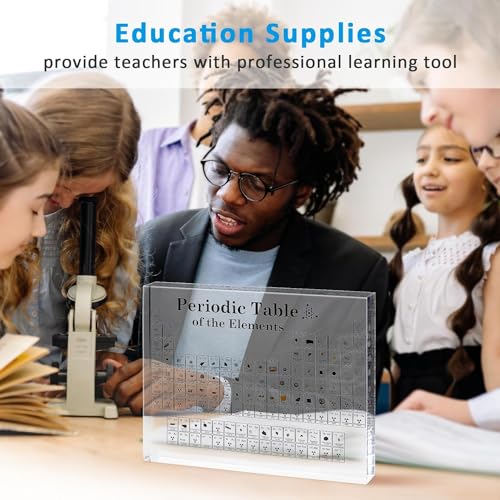 Image of BRAINLE Real 3D Periodic Table of Elements Chart, 118 Elements Printe On Acrylic Glass 20 CM x 12.5 CM Large Chemistry, Science Educational Poster Gift for Science Lovers