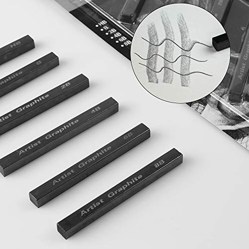 Myartool Compressed Graphite Sticks, B, Hb, 2B, 4B, 6B, 8B Assorted Degree Graphite Stick Set For Sketching Drawing And Shading #TOP3