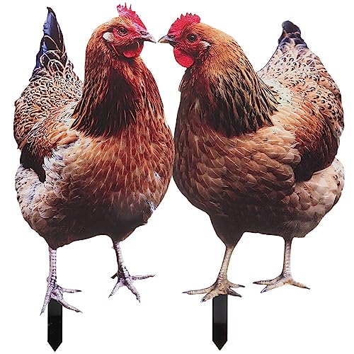 YARNOW 2pcs Lawn for Backyards Decor Inserts Rooster Decoration Decorations Acrylic Backyard Outside Outdoor Farmhouse Decorative Signs Farm Chicken Animal Shape Art Garden