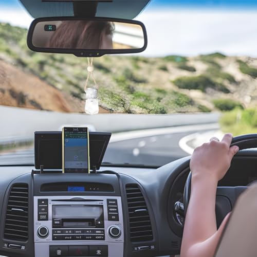 Image of Bling Car Hanging Bottle, 2PCS Crystal Rhinestone Empty Clear Vehicle Essential Diffuser Glass Pendant with Wooden String, Diamond Auto Interior Oil Vase Decor, Universal Fit (White)
