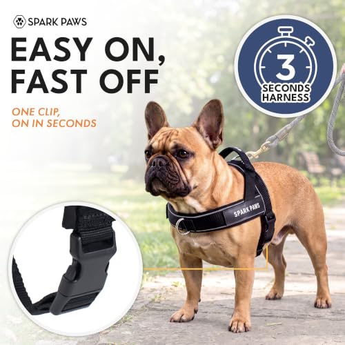 Image of Spark Paws No Pull Front Clip Dog Harness - Easy On, Padded and Lightweight | Two Clips, On in Seconds, Chest Bearing, Australian Style, No Throat Pressure, for Small Medium and Large Breeds