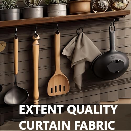 Image of Premium Printed Kitchen Sink Curtain with Rod Pocket | Under Sink Storage Cover | Washable Dustproof Cabinet Curtain for Kitchen Counter, Wash Basin (Brown, Pack of 1)