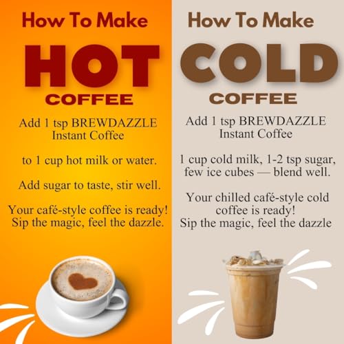 Image of BREW DAZZLE Butterscotch Coffee | Instant Coffee | Rich Flavour Taste & Strong Natural Delightful Coffee Granules | Hot & Cold Coffee Butterscotch Treat | 100% Arabica (50g)