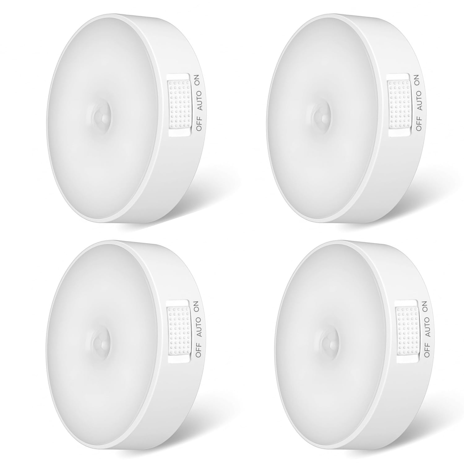 KEYORA Motion Sensor Night Light for Home with USB Charging Battery Rechargeable Wireless Magnetic Self Adhesive LED Lamp for Wardrobe, Cabinet, Cupboard, Kitchen, Bedroom, Stairs (Pack of 4)(White)