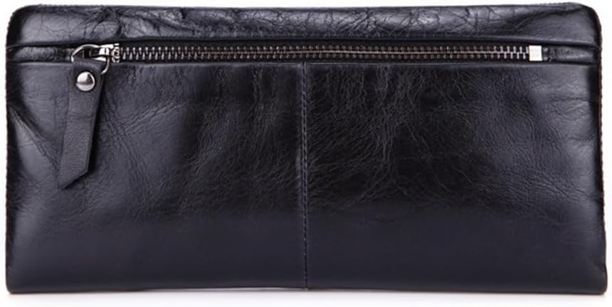 Genuine Leather Men's Wallet, Business and Leisure Long Handbag, Multi Card Cowhide, Retro Bag(D)