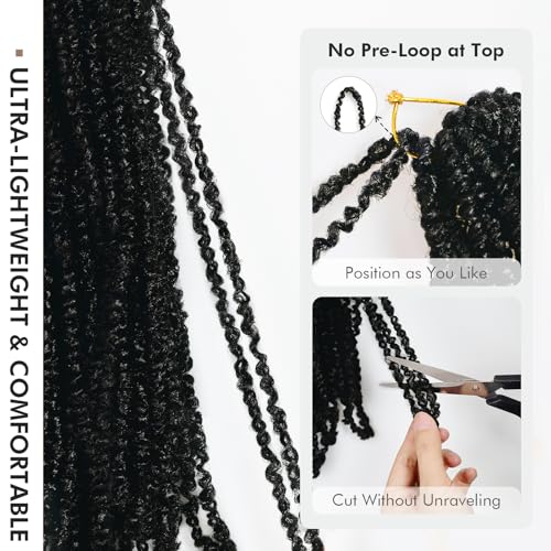 ToyoTress Micro Twist Crochet Hair - 12 Inch 8 Packs (240 Strands) Natural Black Mini Passion Twist Crochet Hair For Black Women, Pre-looped Spring Twist Synthetic Braiding Hair (12 Inch, 1B-8P) - Image 6