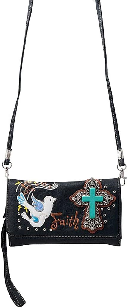 Wallet Western Women Crossbody Wristlet Clutch Small Purse Doves Faith