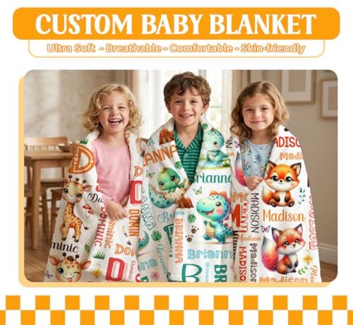 Image of Custom Fox Blanket for Boys Girls,Ultra Soft Personalized Gifts Baby Blanket,Customized Throw for Toddlers Newborn Stroller Crib,50 inchx60 inch