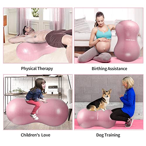Inpany Peanut Ball - Anti Burst Exercise Ball For Labor Birthing, Physical Therapy For Kids, Core Strength, Home & Gym Fintness (Include Pump) Pink #TOP5