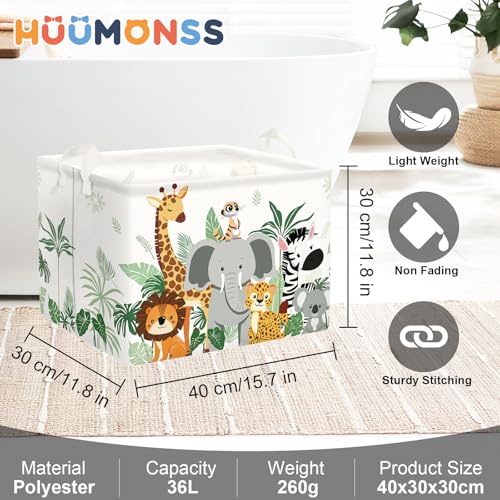 Image of Tropical Animals Baby Laundry Hamper Collapsible Clothes Kid Storage Basket Giraffe Elephant Large Boys Girls Gift Toy Box Bin for Nursery, Lion, 36L