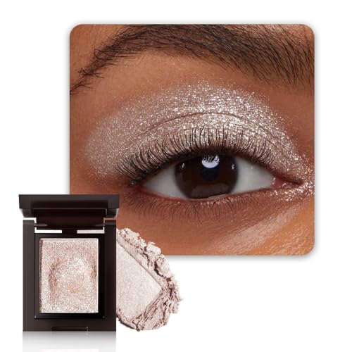 Image of WanTuoluo Sparkly Eyeshadow Palette for Women, Single Monochrome Eye Shadow Makeup, Shiny Pressed Cream Powder, Blendable Natural sombras para ojos, Holographic,Vegan,Travel (06-Glitter-Rose Glod)