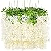 24 Pack 85Feet Artificial White Wisteria Vine Hanging Wisteria Garland Flowers for Home Party Garden Wedding Decor (3.6Feet/Pcs)(White)