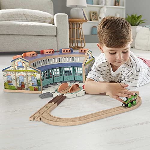 Thomas & Friends Wooden Railway Toy Train Track Tidmouth Sheds Starter Set With Percy Wood Engine For Ages 3+ Years #TOP1