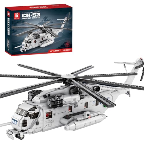 Reobrix 33037 CH-53E Super Hengst Transport Hubschrauber Bausteine Set, 2192 PCS Flugzeug Modell Bausätze, pädagogische Spielzeug Geschenke für Kind und Erwachsene