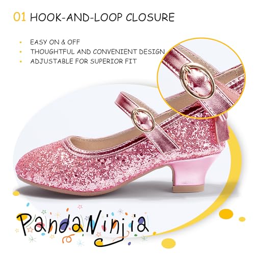 Image of PANDNAINJIA Girls Dress Shoes Toddler Heels Mary Jane Pumps