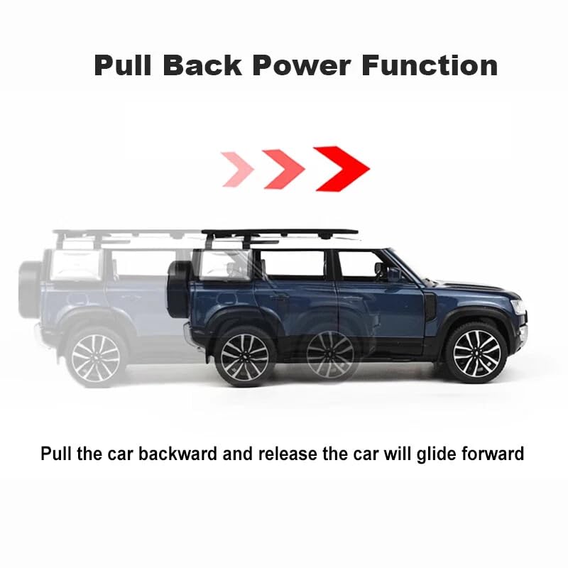 Image of 1:32 Compatible for Land Rover Defender 110 Diecast SUV | Metal Pull Back Toy Car with Sound, Light & Openable Doors | Alloy Model Car for Kids, Boys, Girls & Collectors (Blue)