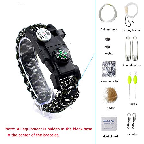 Passen Draussen Multifunktion Regenschirmseil Armband Angeln Ausrüstung Angelleine Angelhaken Fische Schwimmen Verbinder Büroklammer Alkohol Baumwolle Kompass Notfall Sos Led-Licht Mehrere Farbe