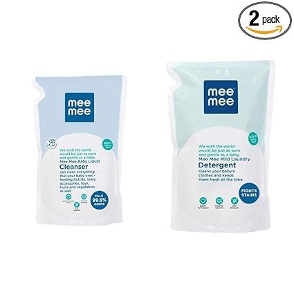 Mee Mee Anti Bacterial Baby Liquid Cleanser, 500ml & Mild Baby Liquid Laundry Detergent, 500ml Combo