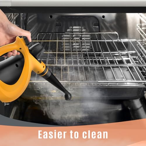 Image of Phueut Pressurized Handheld Multi-Surface Natural Steam Cleaner with 12 pcs Accessories, Multi-Purpose Steamer for Home Use, Steamer for Cleaning Floor, Upholstery, Grout and Car (Orange)