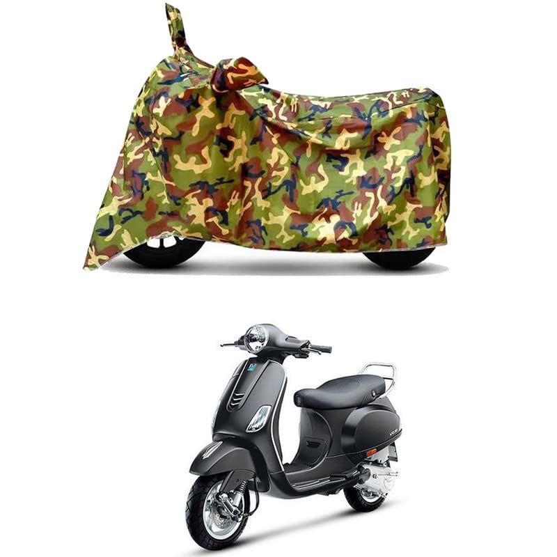 Image of Waterproof 100% PVC Coated Full Bike Scooty Two Wheeler Body Cover Compatible for Vespa VXL 125 /UV-Rays /Heat Protection /Birds Dropping /Scratchproof /Dust Proof /All Varient[6X6 Jungle Print]