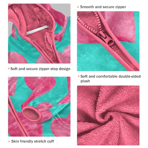 OTVEE Valentine Pink Heart Kids Hoodie Jacket Fall Spring Full Zip Warm Outwear Coat3