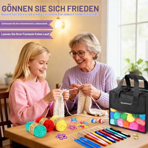 90-teiliges Häkelset für Anfänger – 36 Garnfarben, Nadeln & Zubehör – Bild 9