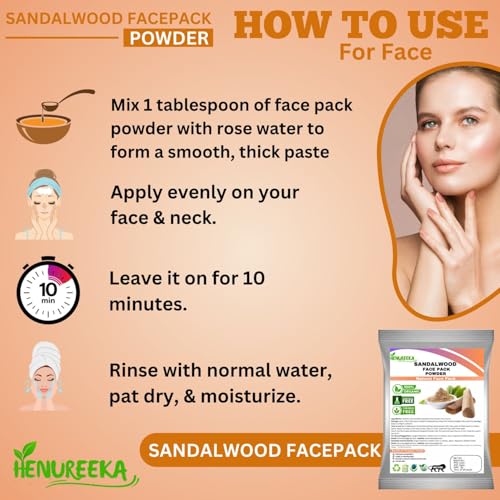 Image of Sandalwood Face Pack Powder Natural Glow & Skin Radiance Paraben-Free Enriched with Multani Mitti, Mint, and Rose Powder -100g