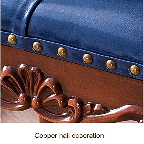Repose-Pieds Ottoman en Cuir PU Vert Vintage 48x40x33 cm - 8