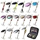 Blinker Set Spinnerbait Kit, 16 Stück Hartmetall Spinner Set Köder Angelköder Süßwasser Köder Set für Forelle Lachs Crappie Karpfen mit tragbarer Tragetasche