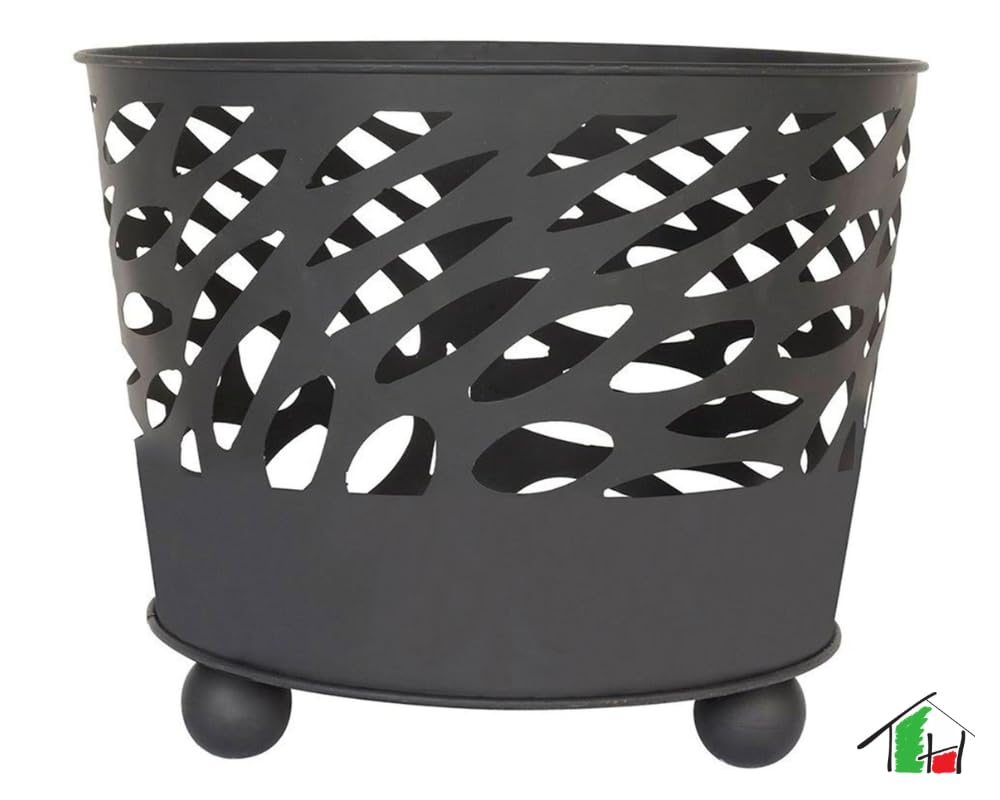 Braciere da Esterno Giardino Terrazzo Cestino in Ferro per Legna Ciotola per Fuoco Braciere Rotondo Diametro 39 cm Altezza 31,5 cm Mod. Canberra