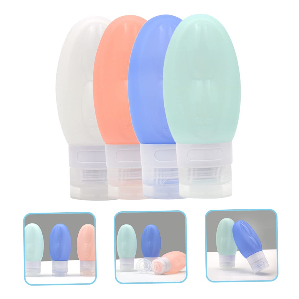 Ipetboom 12pezzi Bottiglie Viaggio Silicone Per Liquidi Ricaricabili Contenitori Per Toilette Adatti Per Cosmetici e Bagno Colori Rosa Bianco