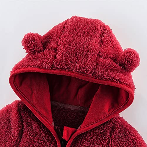 Boys Solid Fleece Hooded Jacket Coat Winter Warm B𝐞a𝐫 Ear Long Sleeve Hoodie Coat Jacket Outwear for Girls4