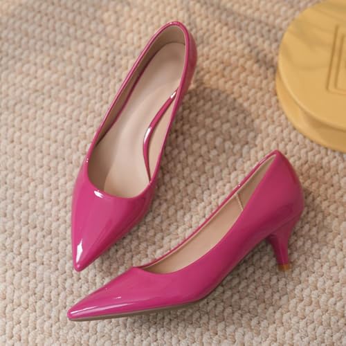 Image of Women's Low Kitten Heel Pumps Classic Fashion Dress Pumps Simple Heeled Shoes for Office Work