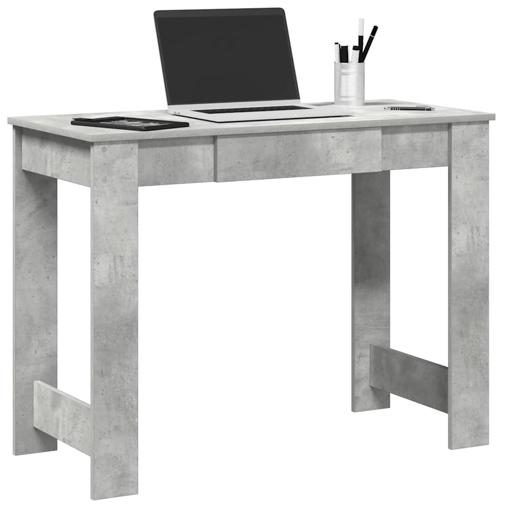 Escritorio de madera gris hormigón, 100 x 45 x 75 cm, escritorio para ordenador, estudio, oficina en casa, con amplia superficie de trabajo y espacio de almacenamiento para muebles de oficina
