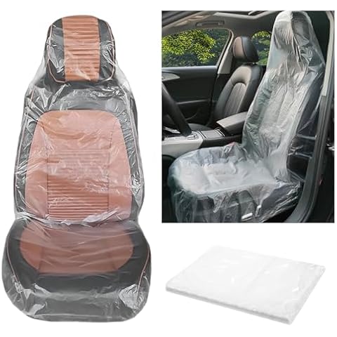 DIVINA VITAE 100Pcs Ultra-Thick Disposable Car Seat Covers Waterproof Plastic Seat Covers Universal Seat Covers for Airplane Cars Trucks Buses Seats Cover