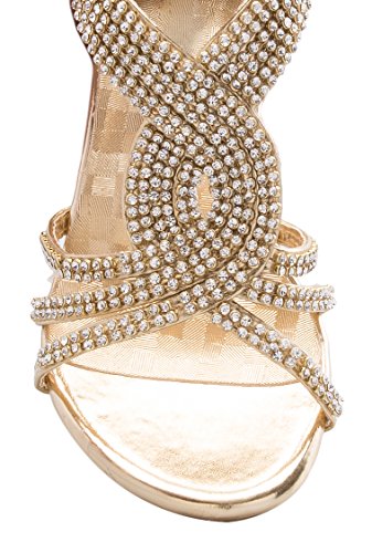 Image of Olivia K Girls' Kids Open Toe Strappy Rhinestone Dress Sandal Low Heel Shoes - Wedding, Dress, Dance, Flower Girl