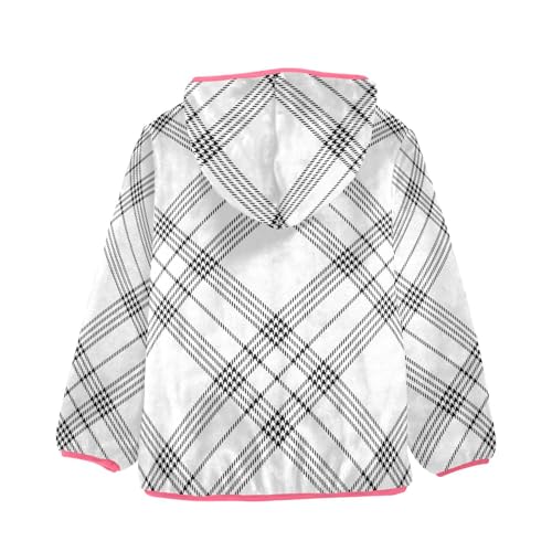 GuoChe Black Buffalo Plaid White Kids Sherpa Jacket2