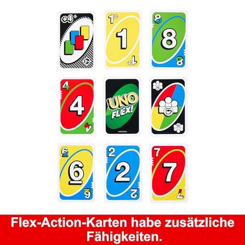 Mattel Games UNO Flex, UNO Kartenspiel für die Familie, mehr Abwechslung durch Powerkarten, Perfekt als Kinderspiel, Reisespiel oder Spiel für Erwachsene, für 2-10 Spieler, ab 7 Jahren, HMY99 – Bild 5