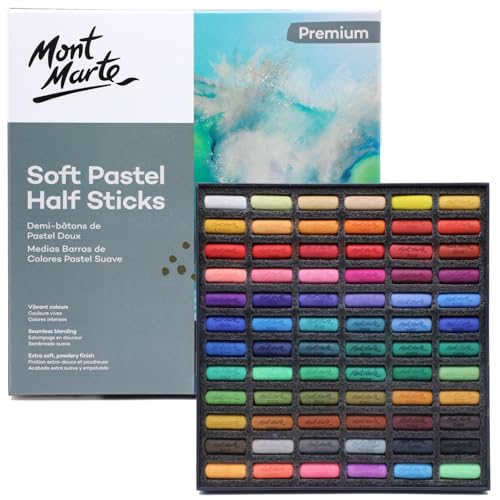 MONT MARTE Soft Pastel Half Sticks 72pc Pastels Art Supplies Artist Quality Pastels Extra Soft and Smooth Texture Ideal for Professional Level Artwork