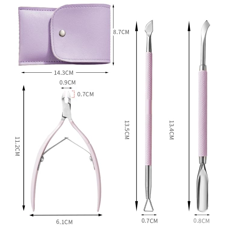 3Pcs/Set Cuticle Nipper with Cuticle Pusher Trimmer, Stainless Steel Dead Skin Remover Cutter Scissors Nail Art Tools