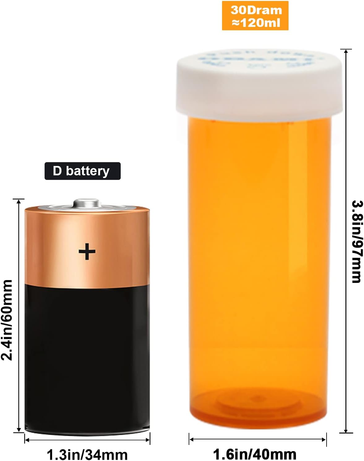 Plastic Medicine Pill Bottles with Child Resistant Caps - Push Down and Turn - Prescription Vial, Medicine Container, Pill Cases Dispenser Organizers (12pcs, 30 Dram) image 2