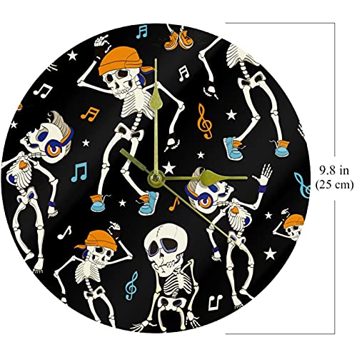Horloge murale en acrylique Halloween squelette au design épuré non gradué - 7