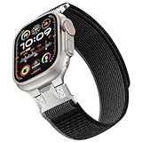 Bandletic Trail Loop per Apple Watch Ultra 2/Ultra Band 49 mm, 46 mm, 45 mm, 44 mm, 42 mm, da uomo, morbido cinturino elastico in nylon con connettore in acciaio inossidabile, per iWatch serie 10, SE