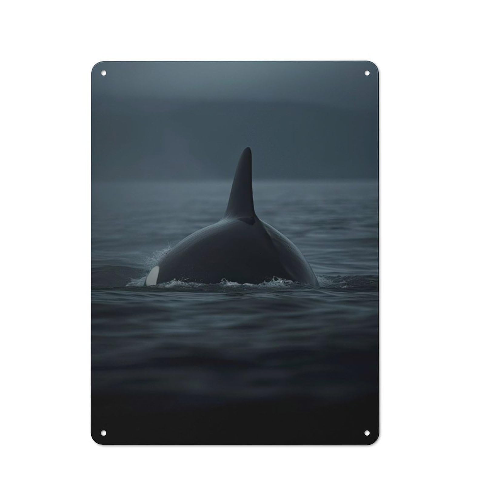 Junmoney Orca Whale Rising Above Metal Wall Sign 40X30cm, Rustic Decor For Home Bar Wall, Gift Idea At Christmas For Hosts Who Enjoy Retro Interiors